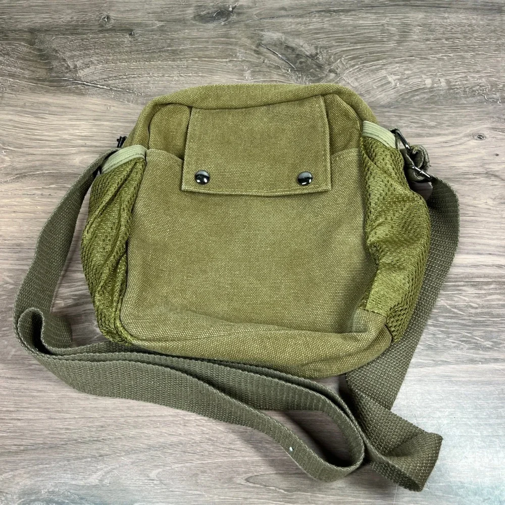 Messenger Bag Small Olive Green Canvas Tactical Utility Crossbody Multi-Pocket